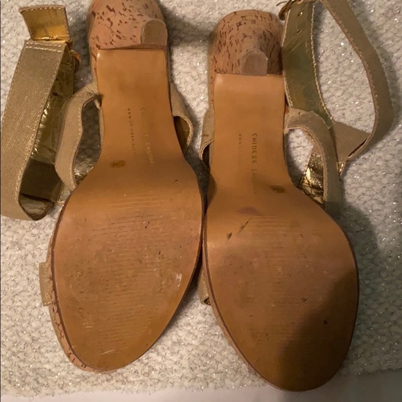 Chinese Laundry Gold & Cork Gladiator Platforms - Picture 6 of 8